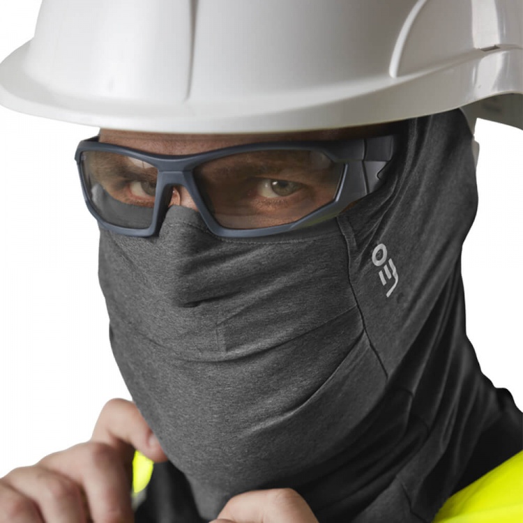 Leo Workwear SN01 Snood HeiQ Viroblock Ecoviz Recycled 3-Layer Snood Face Mask Grey